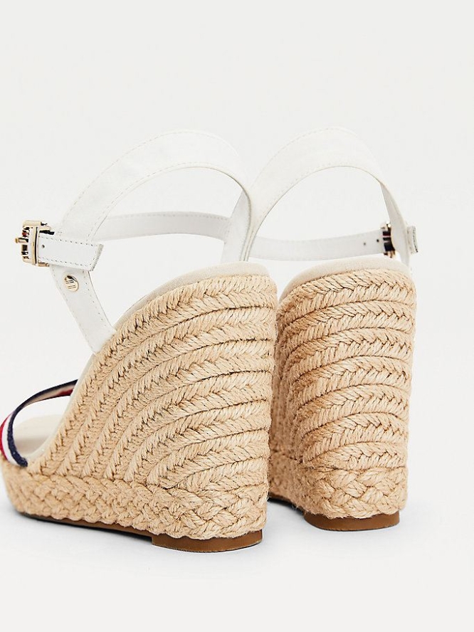 Tommy Hilfiger Shimmer Stripe Wedge Keilabsatz Sandalen Damen Weiß | AT853GZLK