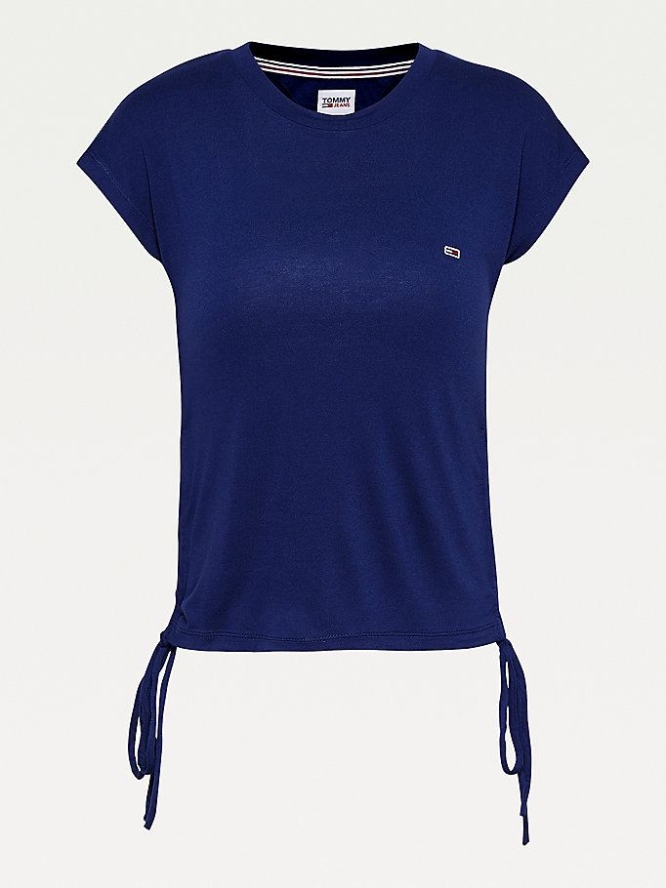 Tommy Hilfiger Side Bow Detail T-shirts Damen Hellnavy | AT107PAWR