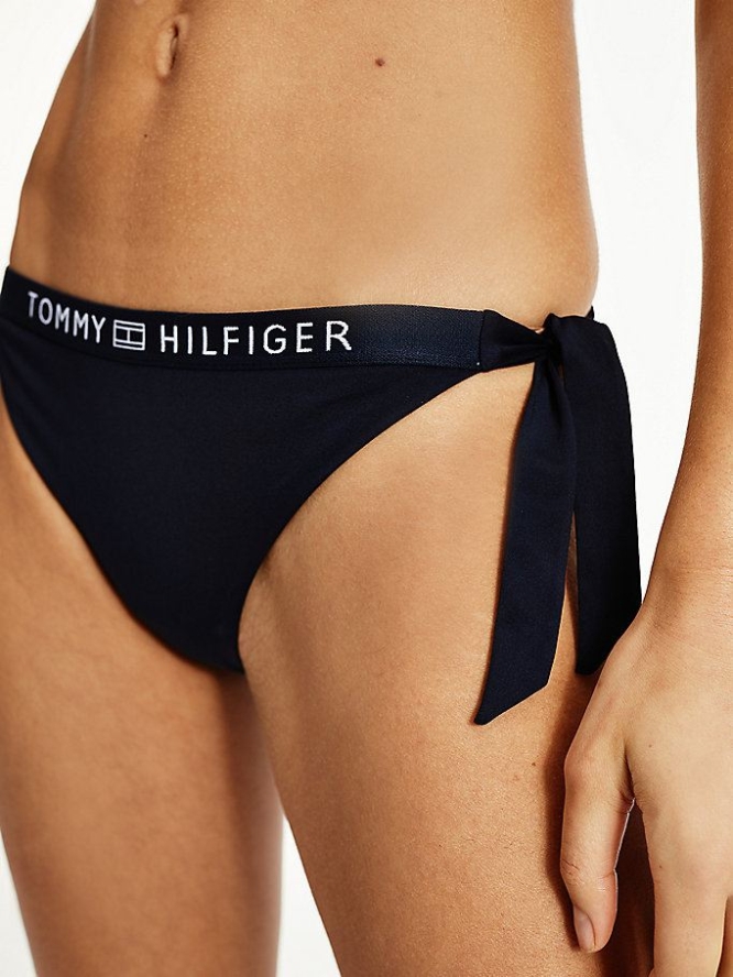 Tommy Hilfiger Side-Tie Cheeky Fit Bikini Bottoms Bademode Damen Dunkelblau | AT068RMPQ