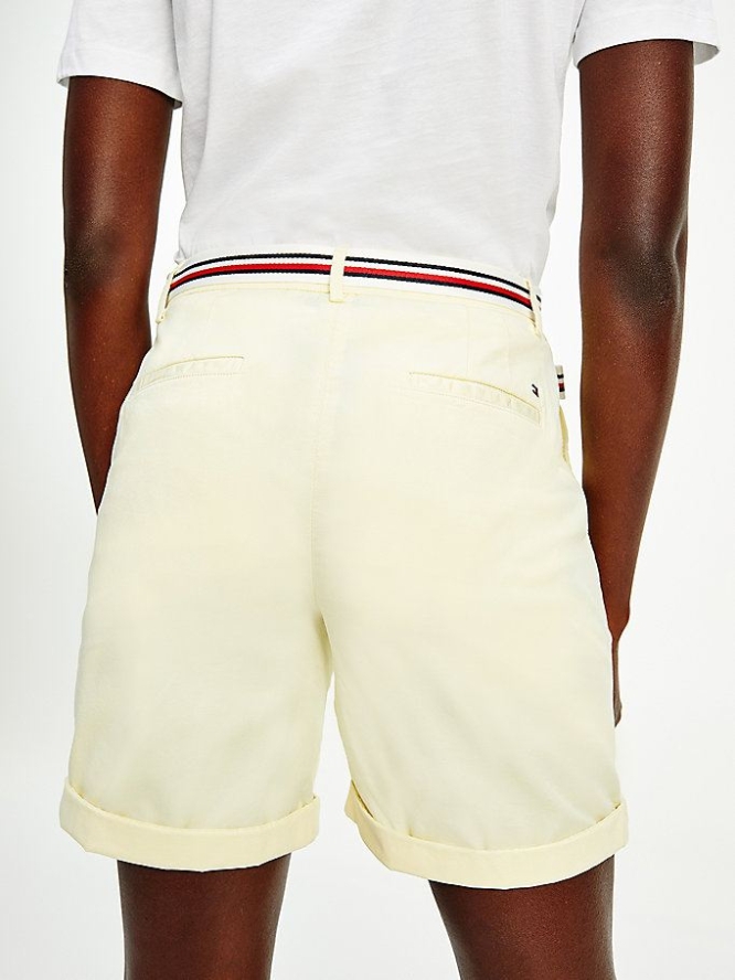 Tommy Hilfiger Signature Belt Chino Kurze Hose Damen Zitrone | AT257IOYP