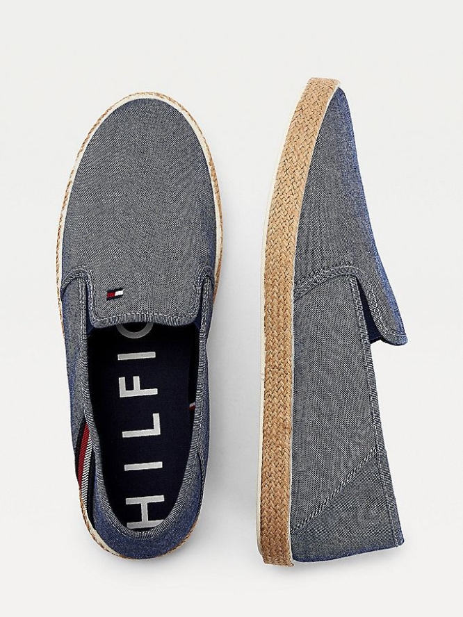 Tommy Hilfiger Signature Chambray Espadrilles Freizeitschuhe Herren Navy | AT680DQZA