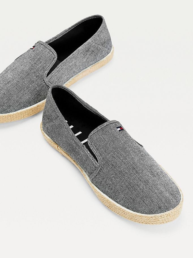 Tommy Hilfiger Signature Chambray Espadrilles Freizeitschuhe Herren Schwarz | AT897HDWE