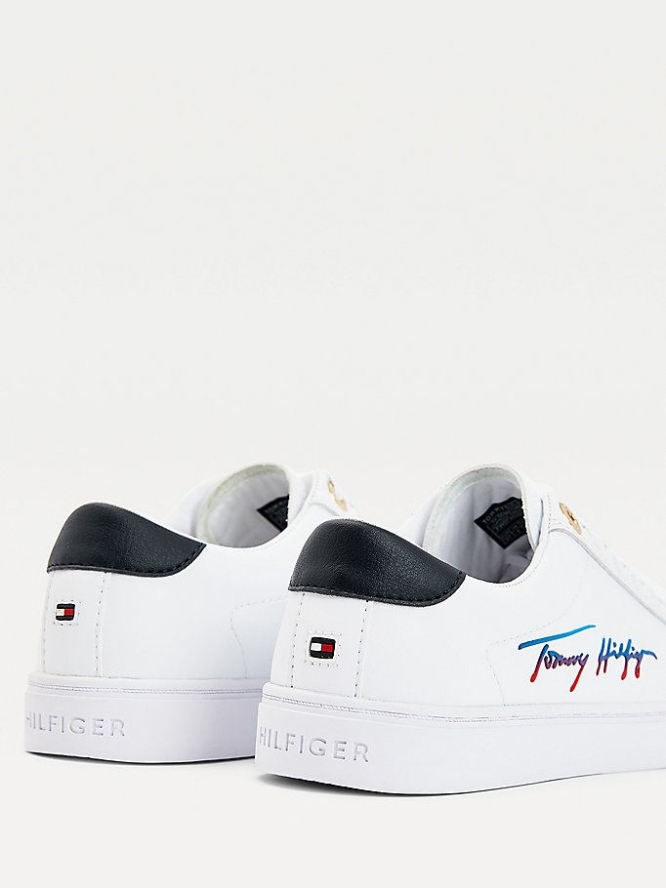 Tommy Hilfiger Signature Cupsole Sneakers Damen Weiß | AT861BVEJ