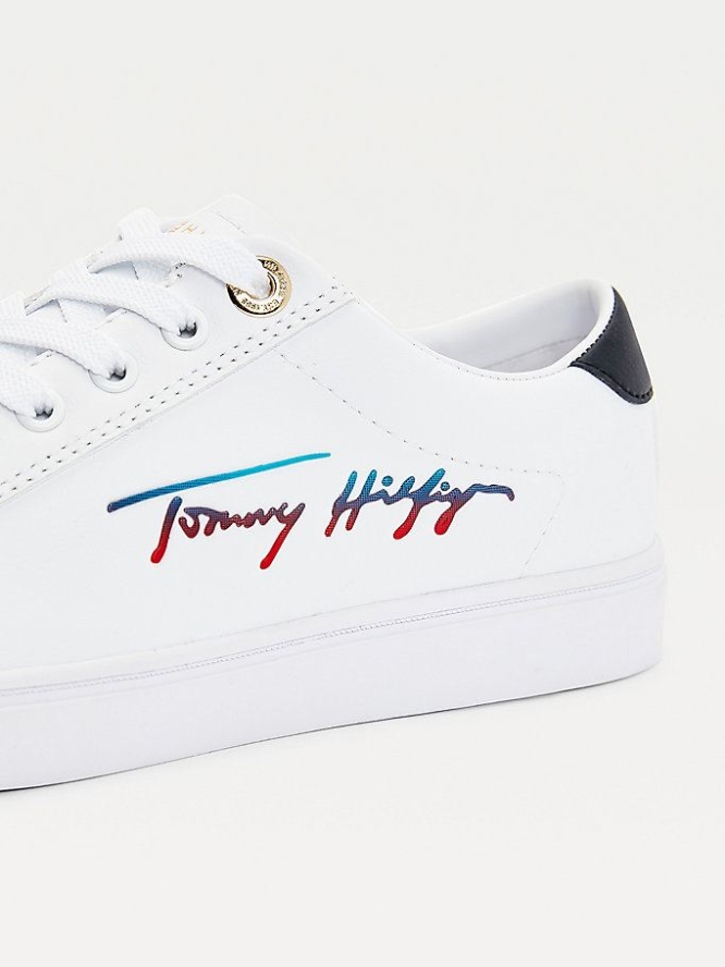 Tommy Hilfiger Signature Cupsole Sneakers Damen Weiß | AT861BVEJ