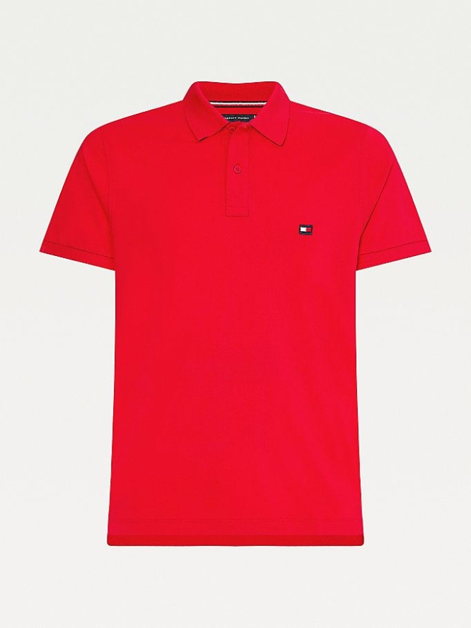 Tommy Hilfiger Signature Detail Collar Slim Fit Polo Shirts Herren Rot | AT092TFOL