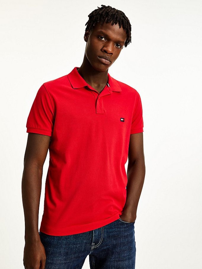 Tommy Hilfiger Signature Detail Collar Slim Fit Polo Shirts Herren Rot | AT092TFOL