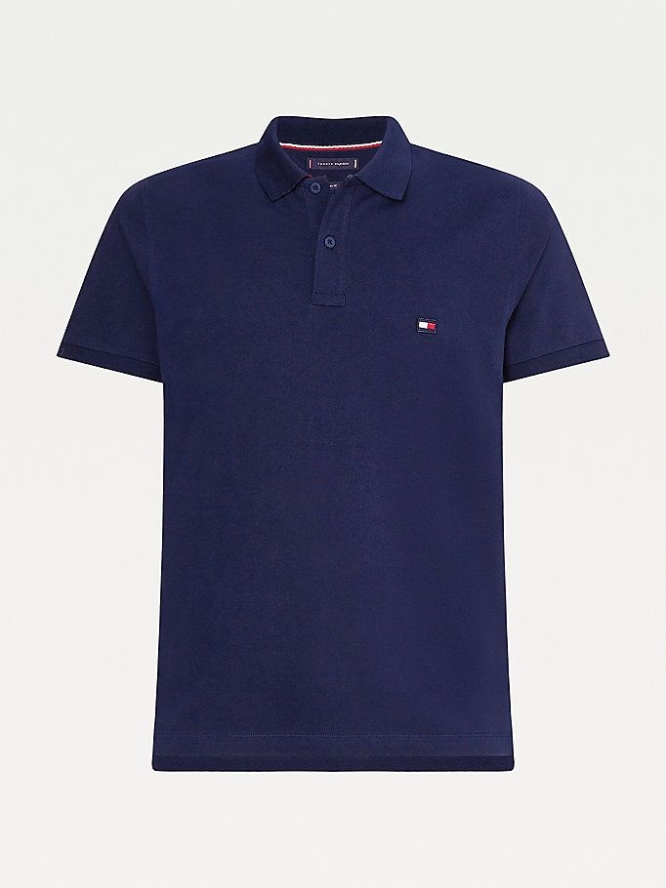 Tommy Hilfiger Signature Detail Collar Slim Fit Polo Shirts Herren Dunkelblau | AT354QIRF