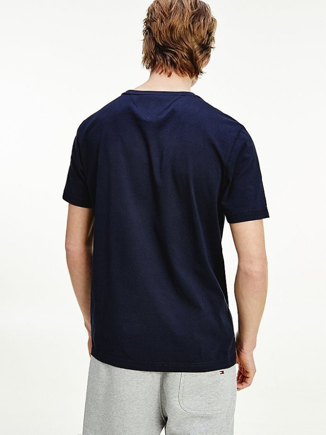 Tommy Hilfiger Signature Detailing Organic Baumwoll T-shirts Herren Dunkelblau | AT319GHDJ