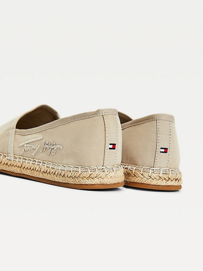 Tommy Hilfiger Signature Espadrilles Flache Schuhe Damen Grau | AT026TLZU