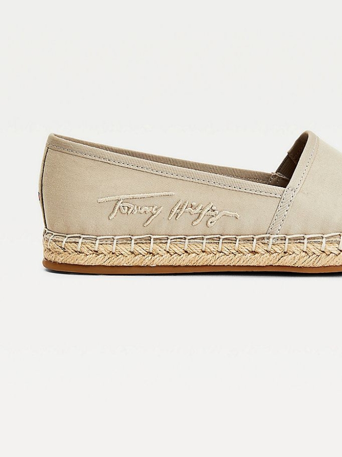 Tommy Hilfiger Signature Espadrilles Flache Schuhe Damen Grau | AT026TLZU