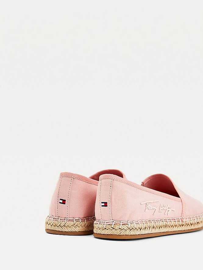 Tommy Hilfiger Signature Espadrilles Flache Schuhe Damen Rosa | AT381JIYR