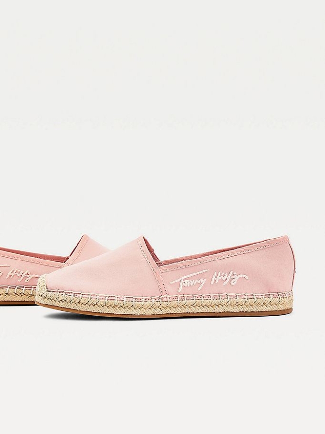 Tommy Hilfiger Signature Espadrilles Flache Schuhe Damen Rosa | AT381JIYR