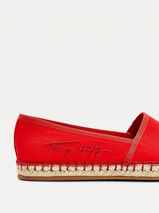 Tommy Hilfiger Signature Espadrilles Flache Schuhe Damen Rot | AT419OQHJ