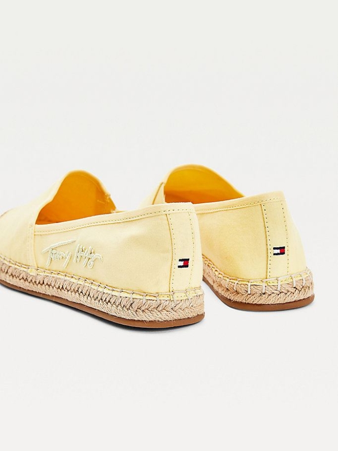 Tommy Hilfiger Signature Espadrilles Flache Schuhe Damen Gelb | AT539WFOM