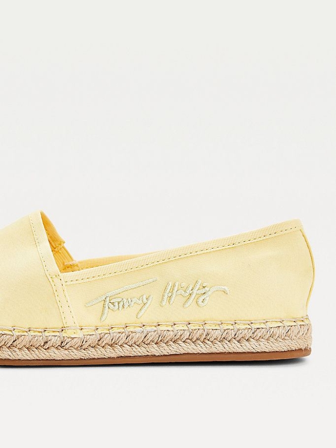 Tommy Hilfiger Signature Espadrilles Flache Schuhe Damen Gelb | AT539WFOM