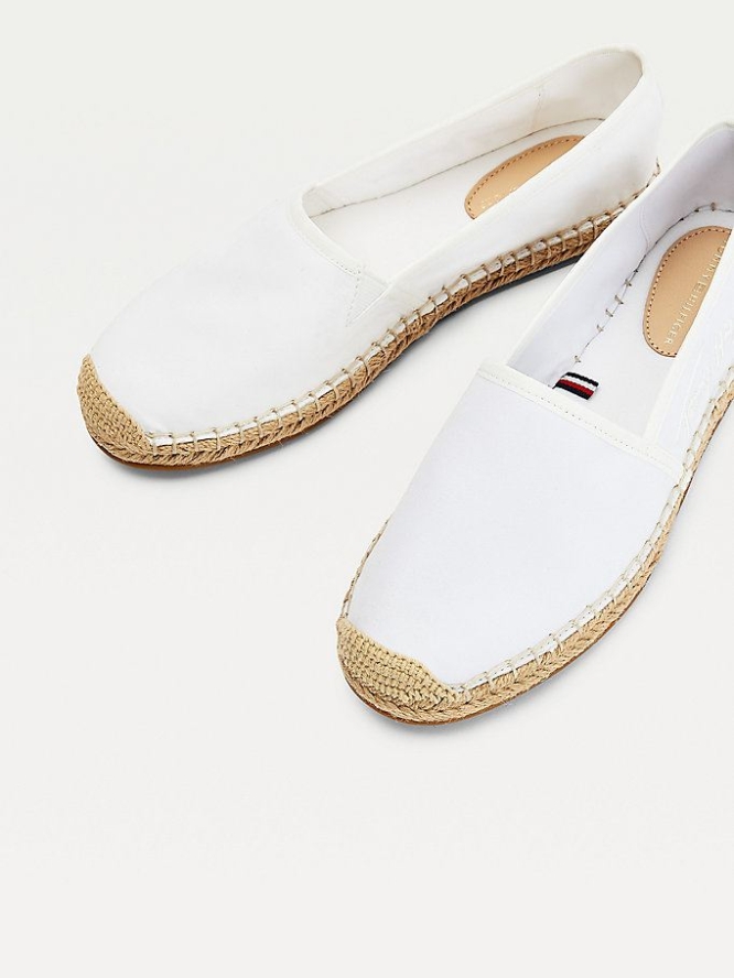 Tommy Hilfiger Signature Espadrilles Flache Schuhe Damen Weiß | AT715EKWA