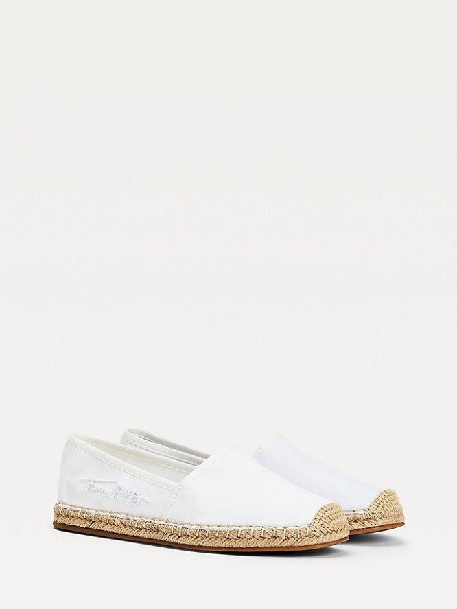 Tommy Hilfiger Signature Espadrilles Flache Schuhe Damen Weiß | AT715EKWA