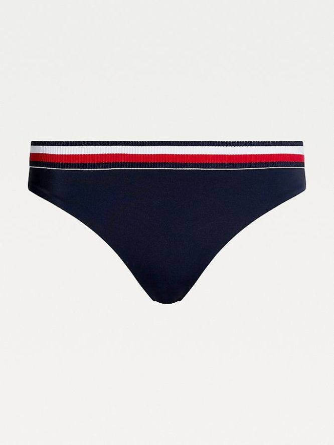 Tommy Hilfiger Signature Gerippt Bikini Bottoms Bademode Damen Dunkelblau | AT219JFVQ