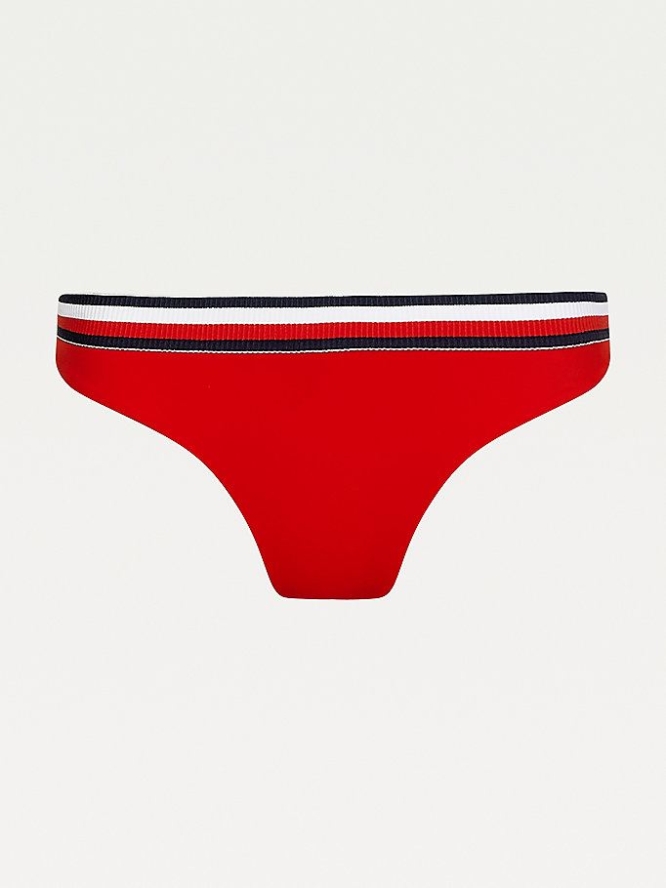 Tommy Hilfiger Signature Gerippt Bikini Bottoms Bademode Damen Rot | AT507TQCS