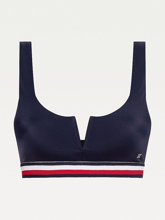 Tommy Hilfiger Signature Gerippt Bikini Bralette Bademode Damen Dunkelblau | AT942GKRQ