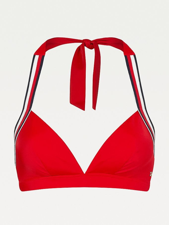 Tommy Hilfiger Signature Gerippt Triangle Bikini Top Bademode Damen Rot | AT069AJDS