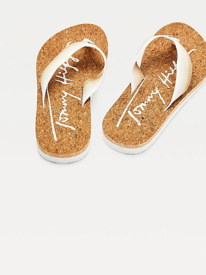 Tommy Hilfiger Signature Gradient Flip Flops Damen Weiß | AT189PFMQ