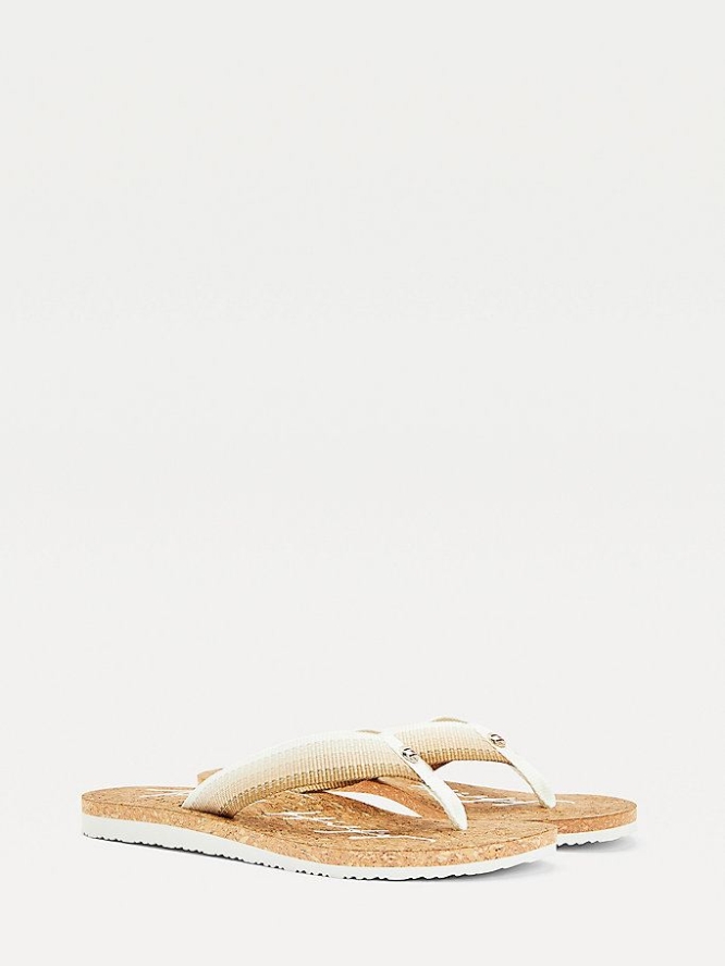 Tommy Hilfiger Signature Gradient Flip Flops Damen Weiß | AT189PFMQ