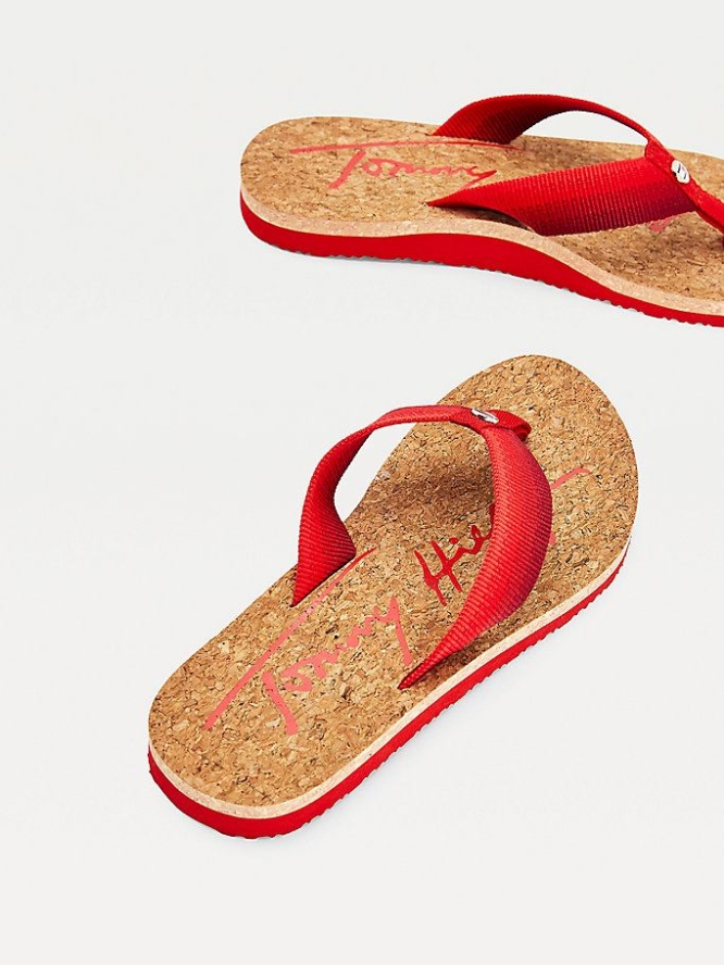 Tommy Hilfiger Signature Gradient Flip Flops Damen Rot | AT649OKPM