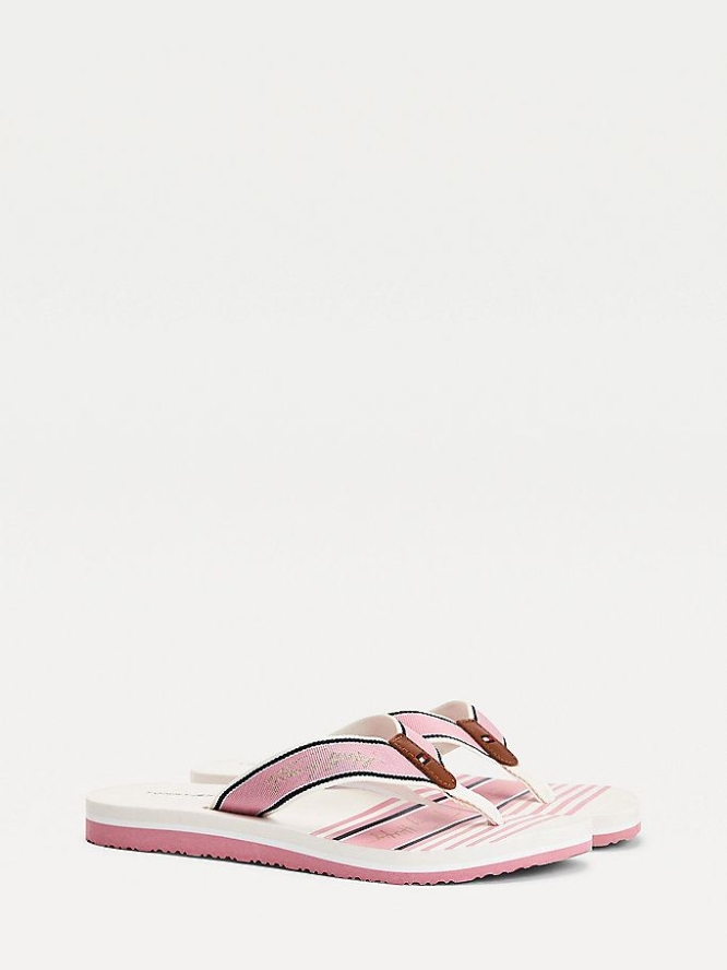 Tommy Hilfiger Signature Logo Flip Flops Damen Rosa | AT031KDCE