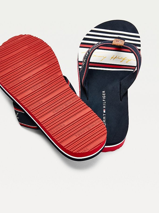 Tommy Hilfiger Signature Logo Flip Flops Damen Weiß | AT796TOUG