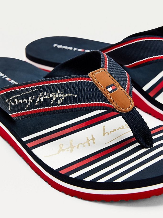 Tommy Hilfiger Signature Logo Flip Flops Damen Weiß | AT796TOUG