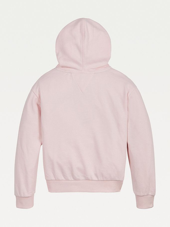 Tommy Hilfiger Signature Logo Hoodie Kinder Rosa Türkis | AT756HFSJ