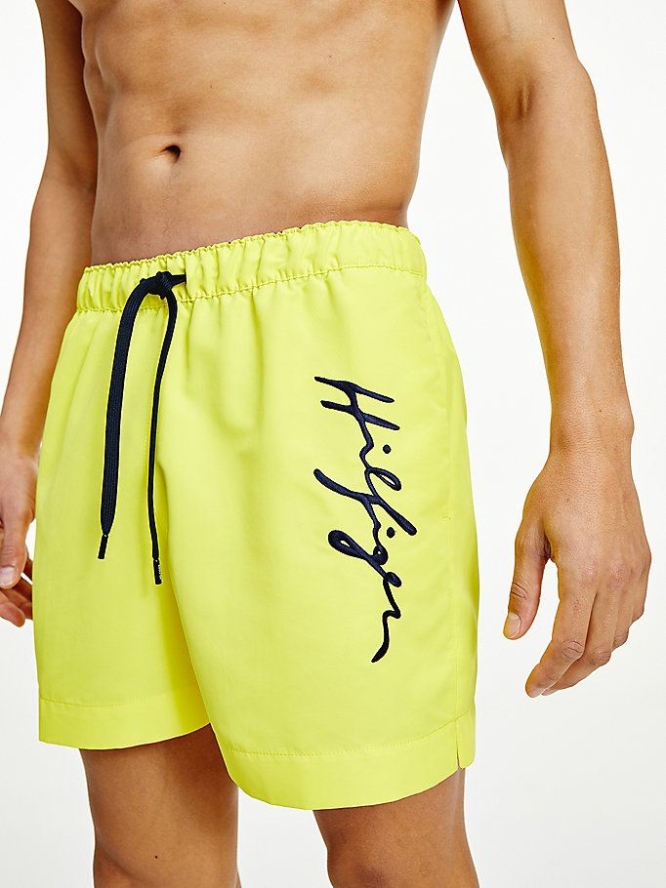 Tommy Hilfiger Signature Logo Mid Length Swim Bademode Herren Gelb | AT256GPDW