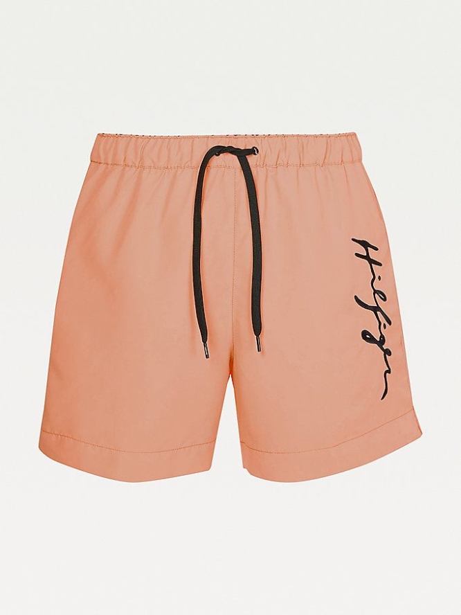 Tommy Hilfiger Signature Logo Mid Length Swim Bademode Herren Orange | AT631ZRPC