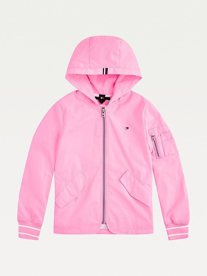 Tommy Hilfiger Signature Logo Mit Kapuze Jacke Kinder Rosa | AT032RMHD