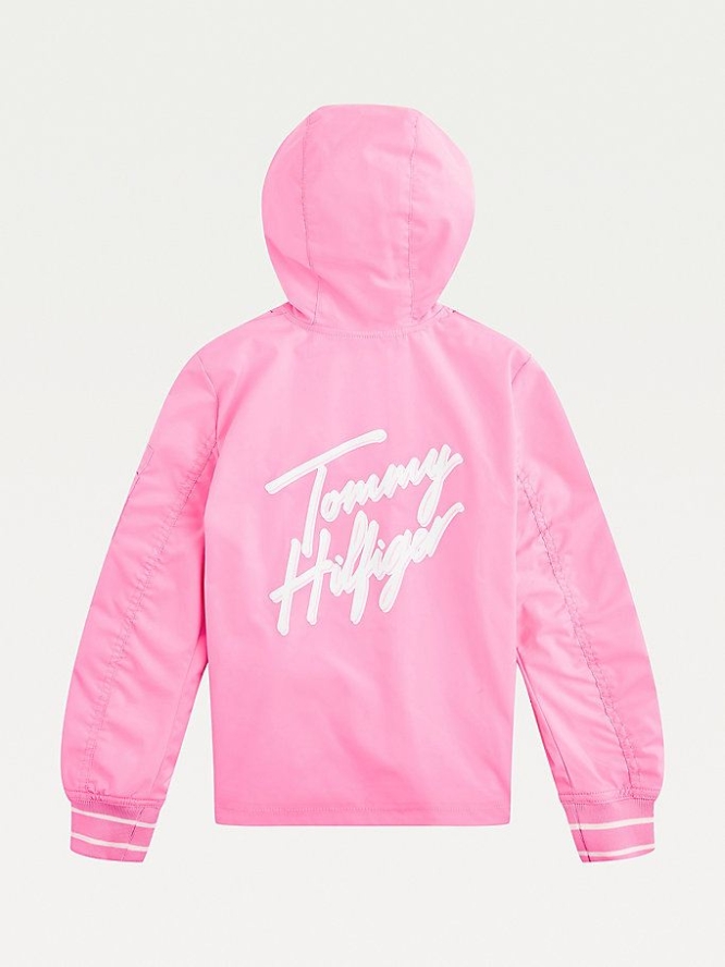 Tommy Hilfiger Signature Logo Mit Kapuze Jacke Kinder Rosa | AT032RMHD