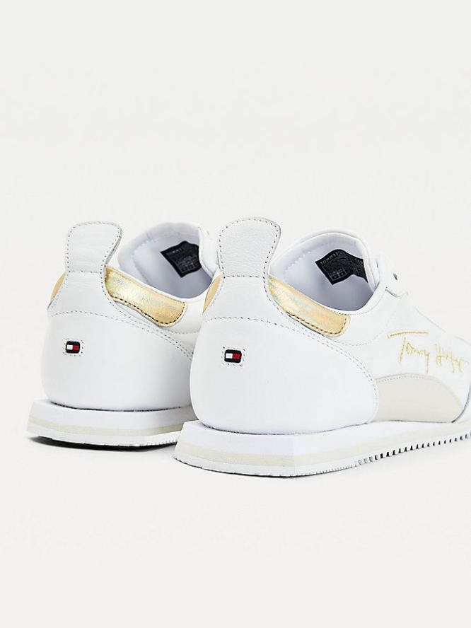 Tommy Hilfiger Signature Logo Retro Sneakers Damen Weiß | AT861WELI