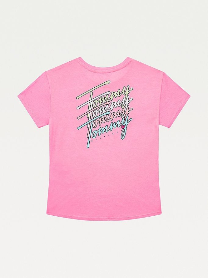 Tommy Hilfiger Signature Logo T-shirts Kinder Rosa | AT576HJFA