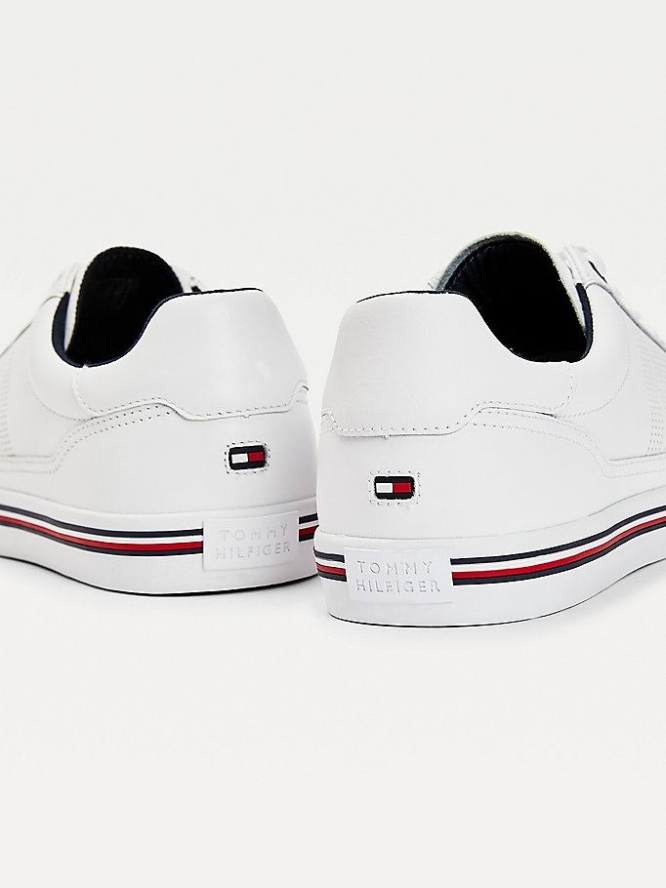 Tommy Hilfiger Signature Outsole Leder Sneakers Herren Weiß | AT706QNDZ