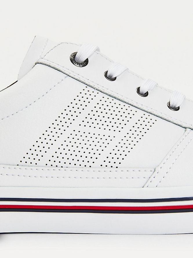 Tommy Hilfiger Signature Outsole Leder Sneakers Herren Weiß | AT706QNDZ