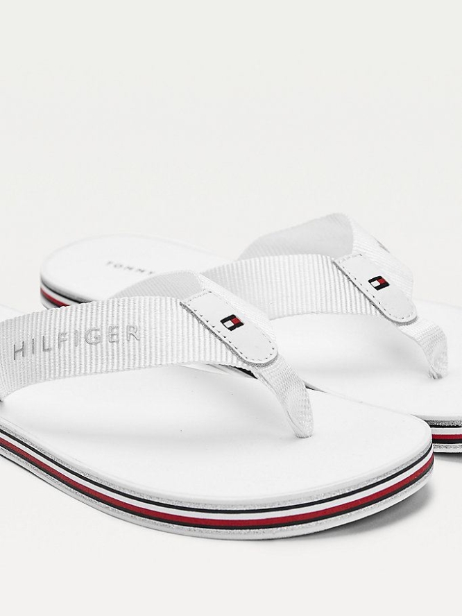 Tommy Hilfiger Signature Sole Flip Flops Damen Weiß | AT670TYCZ