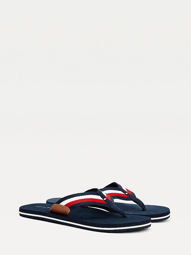 Tommy Hilfiger Signature Tape Flip Flops Herren Dunkelblau | AT827HULS