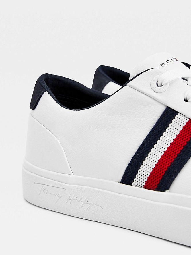 Tommy Hilfiger Signature Tape Leder Sneakers Herren Weiß | AT912GPTX