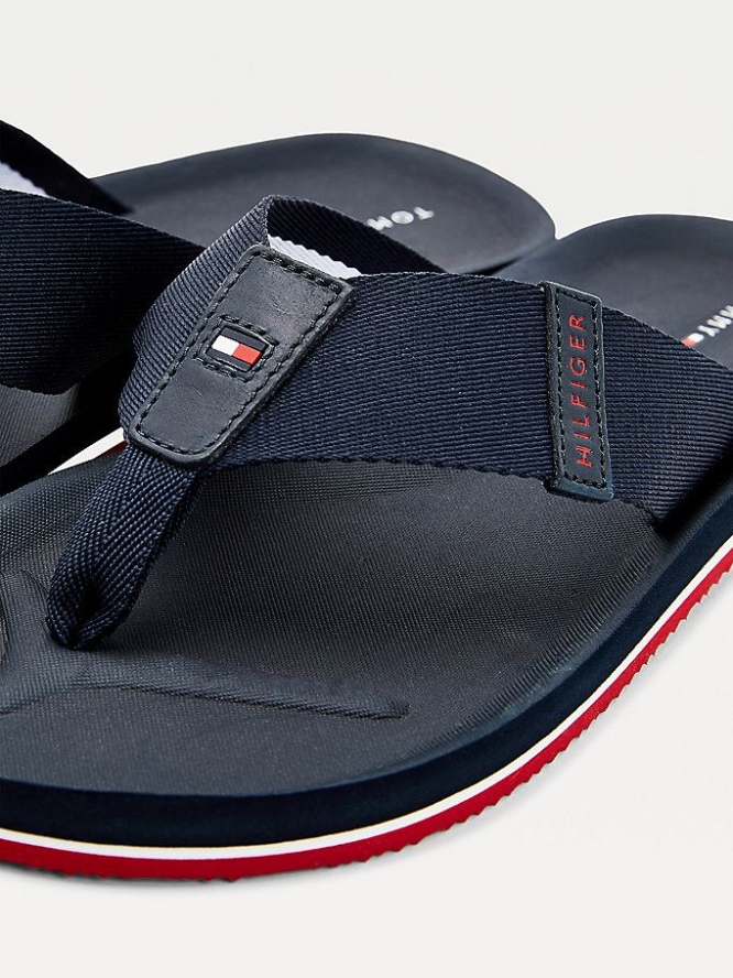 Tommy Hilfiger Signature Tape Moulded Footbed Flip Flops Herren Dunkelblau | AT245GWHS