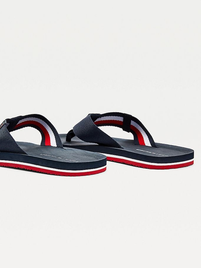 Tommy Hilfiger Signature Tape Moulded Footbed Flip Flops Herren Dunkelblau | AT245GWHS