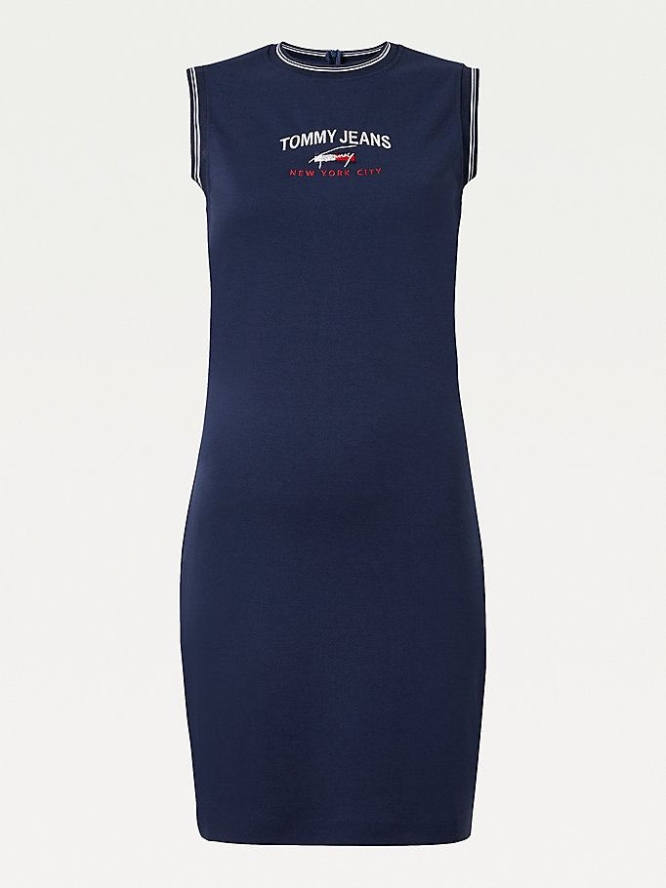 Tommy Hilfiger Signature Ärmellose Kleider Damen Hellnavy | AT698POXW