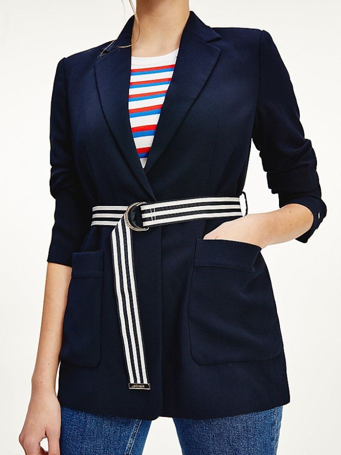 Tommy Hilfiger Single Breasted Crepe Blazer Damen Dunkelblau | AT820HZJP