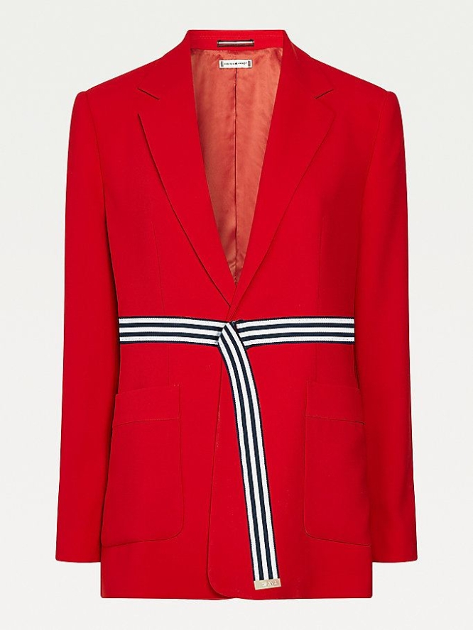 Tommy Hilfiger Single Breasted Crepe Blazer Damen Rot | AT831IHKQ