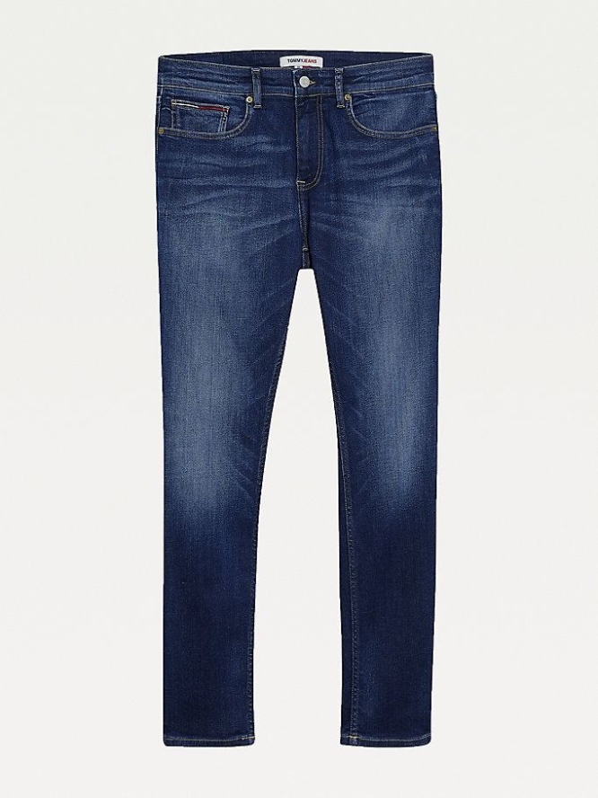 Tommy Hilfiger Slim Faded Recycled Baumwoll Jeans Herren Dunkelblau | AT261FRTX