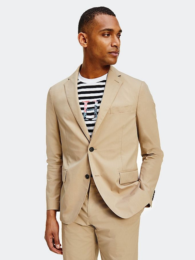 Tommy Hilfiger Slim Fit Baumwoll Blazer Herren Beige | AT957QDMC